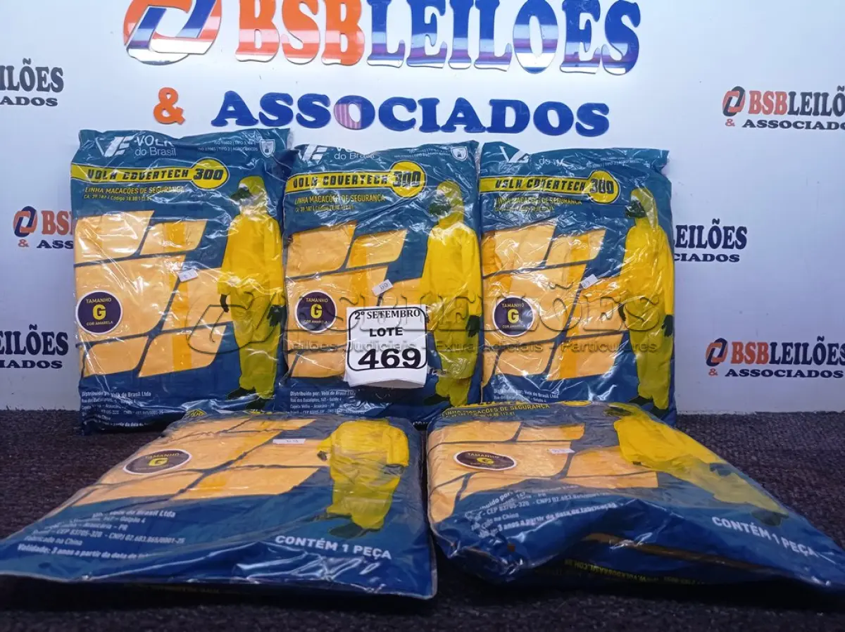 LOTE 469 - 05 MACACÕES MARCA VOLK DE PROTEÇÃO TAMANHO G COR AMARELO. (NO ESTADO) ATENÇÃO! FAZER A VISITAÇÃO ANTES DE ARREMATAR, NÃO SABEMOS SE FUNCIONA. LEILÃO NÃO TEM GARANTIA E NEM DEVOLUÇÃO, SUJEITO A POSSÍVEIS AVARIAS VISÍVEIS/OCULTAS E/OU AUSÊNCIA DE COMPONENTES.