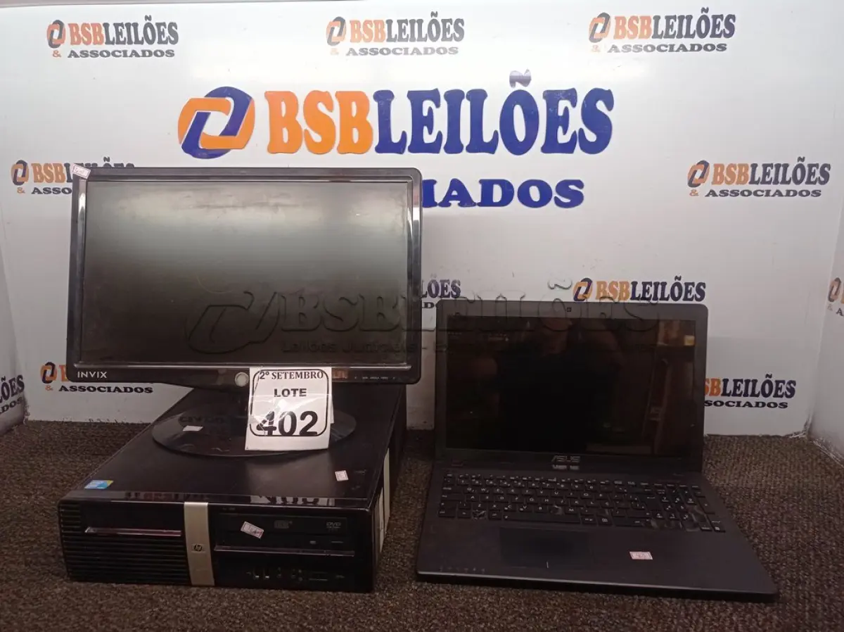 LOTE 402 - 01 CPU, 01 MONITOR E 01 NOTEBOOK. (NO ESTADO) ATENÇÃO! FAZER A VISITAÇÃO ANTES DE ARREMATAR, NÃO SABEMOS SE FUNCIONA. LEILÃO NÃO TEM GARANTIA E NEM DEVOLUÇÃO, SUJEITO A POSSÍVEIS AVARIAS VISÍVEIS/OCULTAS E/OU AUSÊNCIA DE COMPONENTES.