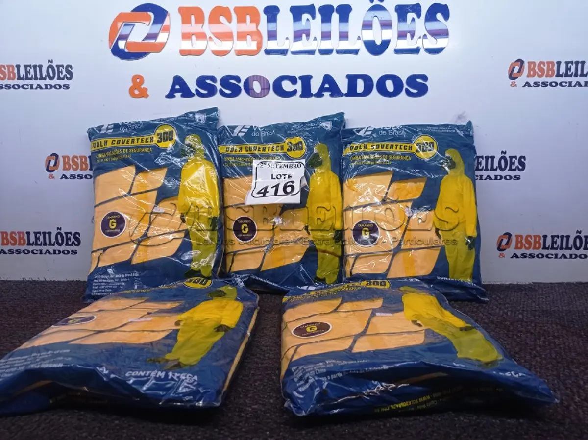 LOTE 416 - 05 MACACÕES MARCA VOLK DE PROTEÇÃO TAMANHO G COR AMARELO. (NO ESTADO) ATENÇÃO! FAZER A VISITAÇÃO ANTES DE ARREMATAR, NÃO SABEMOS SE FUNCIONA. LEILÃO NÃO TEM GARANTIA E NEM DEVOLUÇÃO, SUJEITO A POSSÍVEIS AVARIAS VISÍVEIS/OCULTAS E/OU AUSÊNCIA DE COMPONENTES.