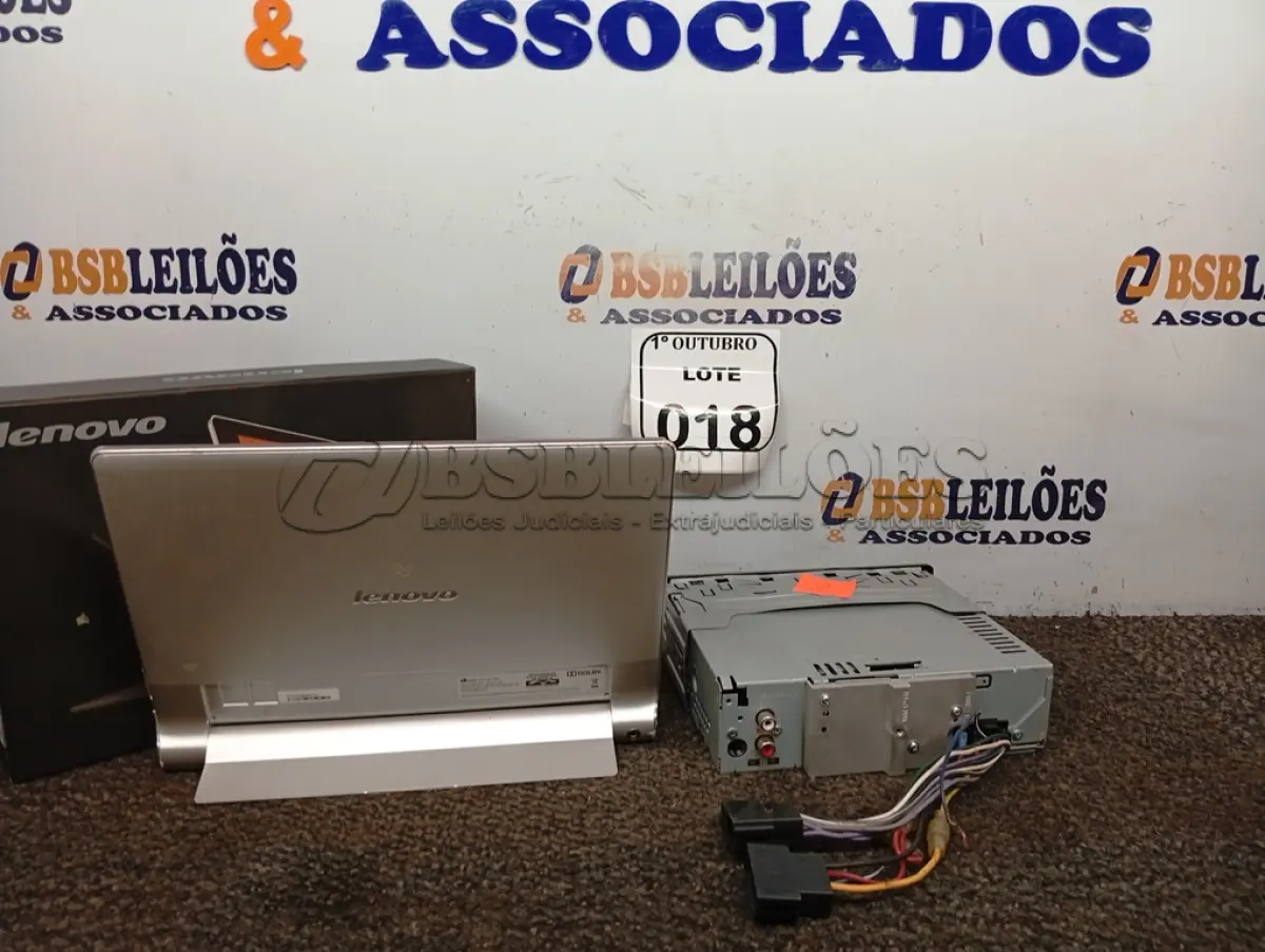 LOTE 018 - 01 TABLET LENOVO COM AVARIAS E 01 CD PLAYER JVC. (NO ESTADO) ATENÇÃO! FAZER A VISITAÇÃO ANTES DE ARREMATAR, NÃO SABEMOS SE FUNCIONA. LEILÃO NÃO TEM GARANTIA E NEM DEVOLUÇÃO, SUJEITO A POSSÍVEIS AVARIAS VISÍVEIS/OCULTAS E/OU AUSÊNCIA DE COMPONENTES.