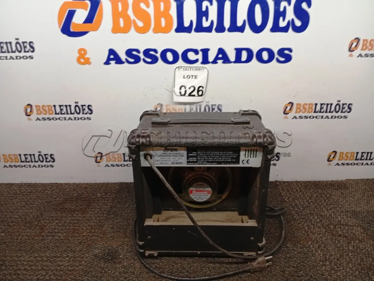 LOTE 026 - 01 CAIXA AMPLIFICADA IBANEZ 110V. (NO ESTADO) ATENÇÃO! FAZER A VISITAÇÃO ANTES DE ARREMATAR, NÃO SABEMOS SE FUNCIONA. LEILÃO NÃO TEM GARANTIA E NEM DEVOLUÇÃO, SUJEITO A POSSÍVEIS AVARIAS VISÍVEIS/OCULTAS E/OU AUSÊNCIA DE COMPONENTES.
