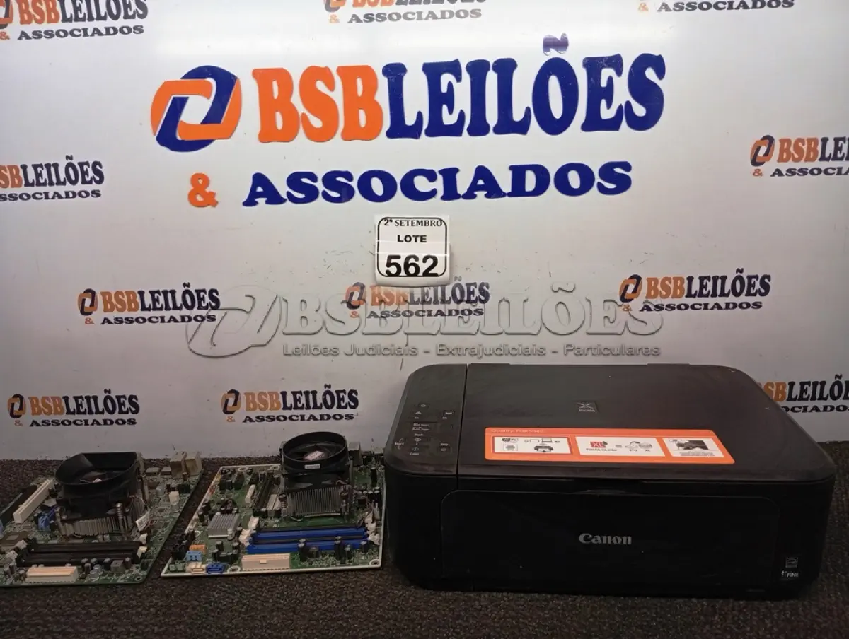 LOTE 562 - 01 IMPRESSORA CANON E 02 PLACAS MÃES. (NO ESTADO) ATENÇÃO! FAZER A VISITAÇÃO ANTES DE ARREMATAR, NÃO SABEMOS SE FUNCIONA. LEILÃO NÃO TEM GARANTIA E NEM DEVOLUÇÃO, SUJEITO A POSSÍVEIS AVARIAS VISÍVEIS/OCULTAS E/OU AUSÊNCIA DE COMPONENTES.