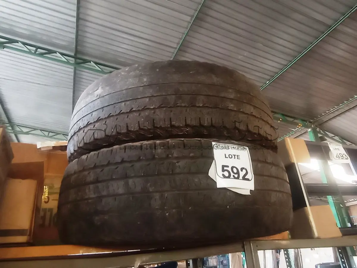 LOTE 592 - 02 PNEUS 235/70/16 USADOS. (NO ESTADO) ATENÇÃO! FAZER A VISITAÇÃO ANTES DE ARREMATAR, NÃO SABEMOS SE FUNCIONA. LEILÃO NÃO TEM GARANTIA E NEM DEVOLUÇÃO, SUJEITO A POSSÍVEIS AVARIAS VISÍVEIS/OCULTAS E/OU AUSÊNCIA DE COMPONENTES.