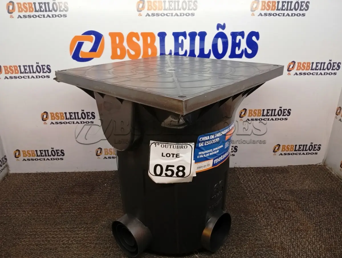 LOTE 058 - 01 CAIXA DE PASSAGEM E INSPEÇÃO DE ESGOTO. (NO ESTADO) ATENÇÃO! FAZER A VISITAÇÃO ANTES DE ARREMATAR, NÃO SABEMOS SE FUNCIONA. LEILÃO NÃO TEM GARANTIA E NEM DEVOLUÇÃO, SUJEITO A POSSÍVEIS AVARIAS VISÍVEIS/OCULTAS E/OU AUSÊNCIA DE COMPONENTES.