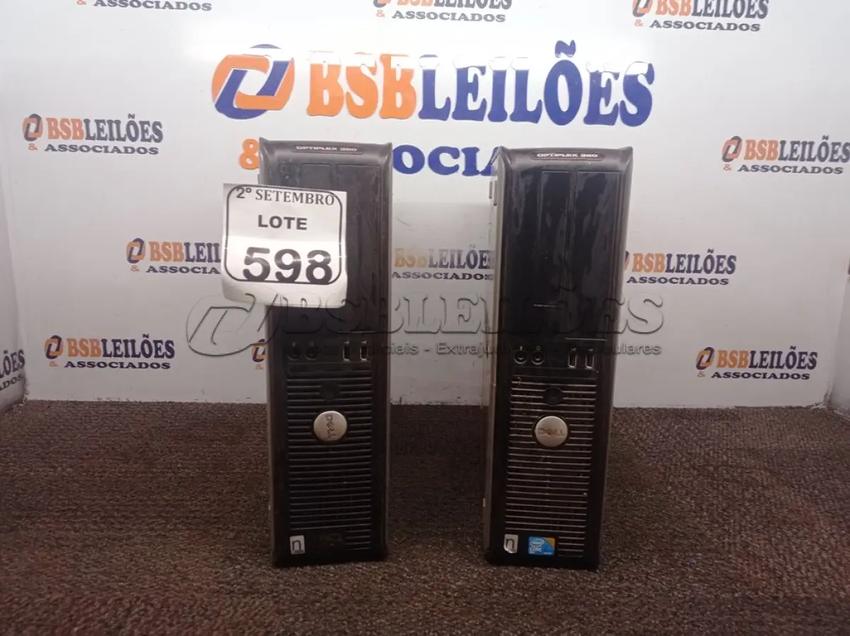 LOTE 598 - 02 CPUS DELL. (NO ESTADO) ATENÇÃO! FAZER A VISITAÇÃO ANTES DE ARREMATAR, NÃO SABEMOS SE FUNCIONA. LEILÃO NÃO TEM GARANTIA E NEM DEVOLUÇÃO, SUJEITO A POSSÍVEIS AVARIAS VISÍVEIS/OCULTAS E/OU AUSÊNCIA DE COMPONENTES.