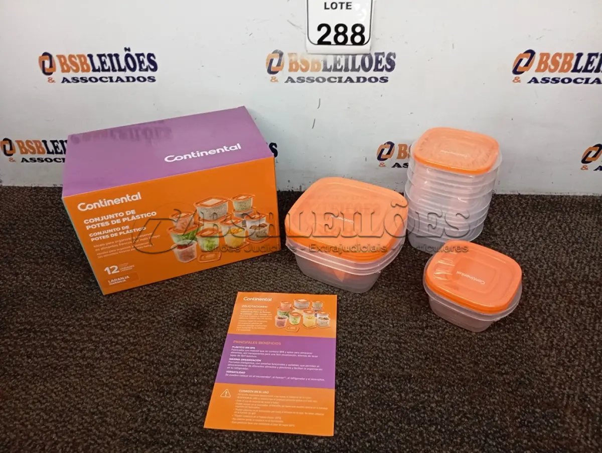 LOTE 288 - 01 CONJUNTO DE POTES DE PLÁSTICO C/ 12 UNIDADES (NOVO). (NO ESTADO) ATENÇÃO! FAZER A VISITAÇÃO ANTES DE ARREMATAR, NÃO SABEMOS SE FUNCIONA. LEILÃO NÃO TEM GARANTIA E NEM DEVOLUÇÃO, SUJEITO A POSSÍVEIS AVARIAS VISÍVEIS/OCULTAS E/OU AUSÊNCIA DE COMPONENTES.