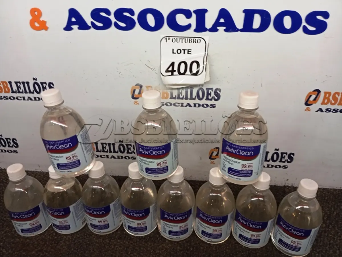 LOTE 400 - 12 POTES DE ÁLCOOL-GEL AVIV CLEAN DE 500ML CADA. (NO ESTADO) ATENÇÃO! FAZER A VISITAÇÃO ANTES DE ARREMATAR, NÃO SABEMOS SE FUNCIONA. LEILÃO NÃO TEM GARANTIA E NEM DEVOLUÇÃO, SUJEITO A POSSÍVEIS AVARIAS VISÍVEIS/OCULTAS E/OU AUSÊNCIA DE COMPONENTES.