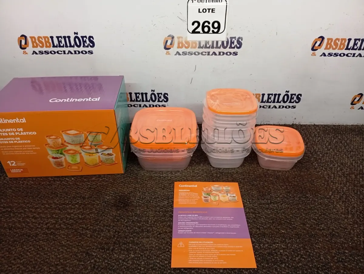LOTE 269 - 01 CONJUNTO DE POTES DE PLÁSTICO C/ 12 UNIDADES (NOVO). (NO ESTADO) ATENÇÃO! FAZER A VISITAÇÃO ANTES DE ARREMATAR, NÃO SABEMOS SE FUNCIONA. LEILÃO NÃO TEM GARANTIA E NEM DEVOLUÇÃO, SUJEITO A POSSÍVEIS AVARIAS VISÍVEIS/OCULTAS E/OU AUSÊNCIA DE COMPONENTES.