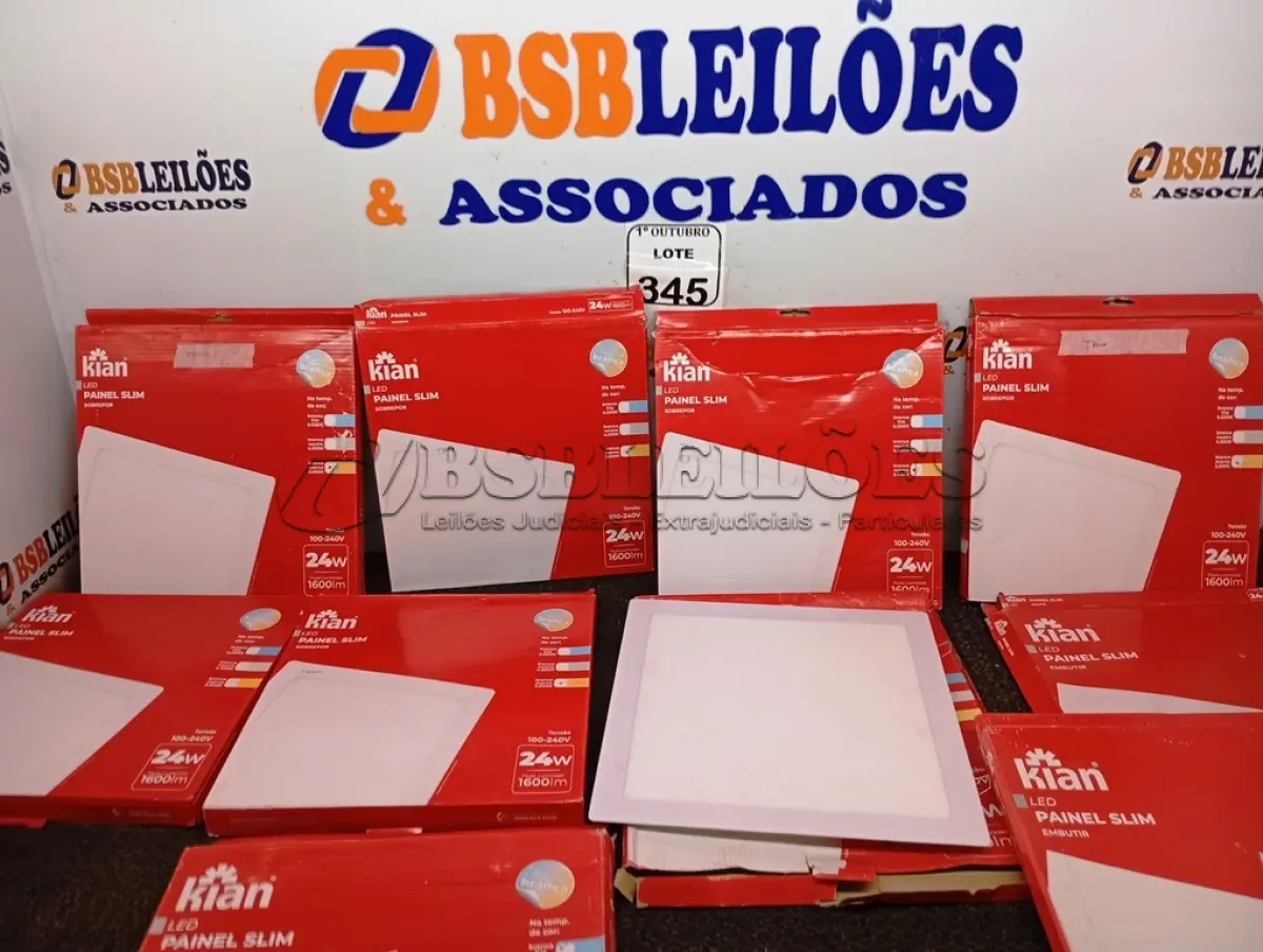 LOTE 345 - 10 LUMINÁRIAS DE LED PAINEL SLIM KIAN 18W 100-240V.  (NO ESTADO) ATENÇÃO! FAZER A VISITAÇÃO ANTES DE ARREMATAR, NÃO SABEMOS SE FUNCIONA. LEILÃO NÃO TEM GARANTIA E NEM DEVOLUÇÃO, SUJEITO A POSSÍVEIS AVARIAS VISÍVEIS/OCULTAS E/OU AUSÊNCIA DE COMPONENTES.