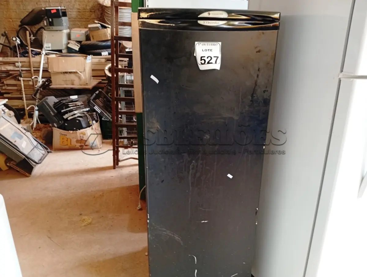 LOTE 527 - 01 GELADEIRA ELECTROLUX. (NO ESTADO) ATENÇÃO! FAZER A VISITAÇÃO ANTES DE ARREMATAR, NÃO SABEMOS SE FUNCIONA. LEILÃO NÃO TEM GARANTIA E NEM DEVOLUÇÃO, SUJEITO A POSSÍVEIS AVARIAS VISÍVEIS/OCULTAS E/OU AUSÊNCIA DE COMPONENTES.