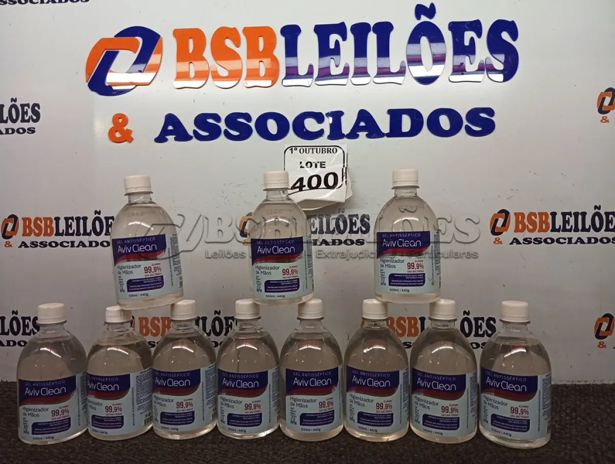 LOTE 400 - 12 POTES DE ÁLCOOL-GEL AVIV CLEAN DE 500ML CADA. (NO ESTADO) ATENÇÃO! FAZER A VISITAÇÃO ANTES DE ARREMATAR, NÃO SABEMOS SE FUNCIONA. LEILÃO NÃO TEM GARANTIA E NEM DEVOLUÇÃO, SUJEITO A POSSÍVEIS AVARIAS VISÍVEIS/OCULTAS E/OU AUSÊNCIA DE COMPONENTES.
