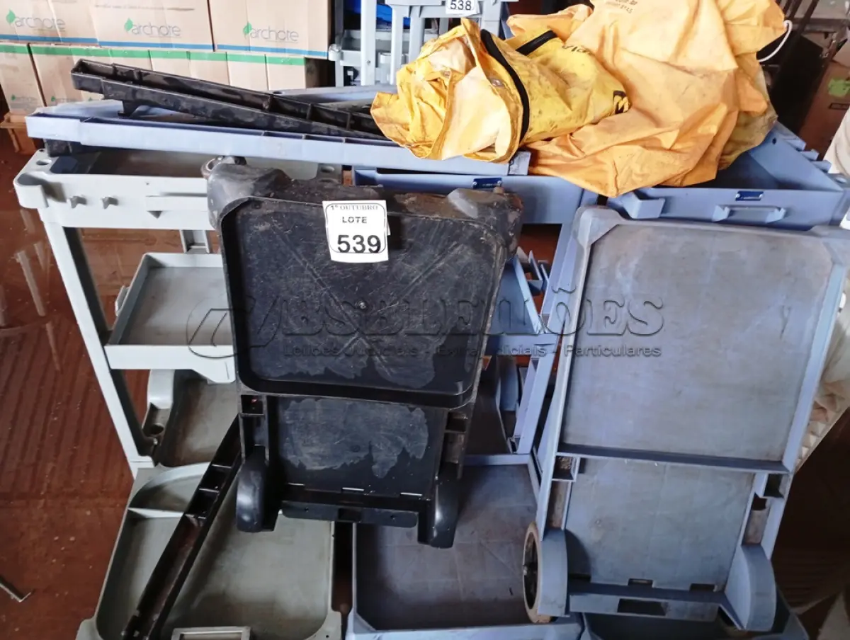 LOTE 539 - 03 CARRINHOS P/ LIMPEZA INCOMPLETOS. (NO ESTADO) ATENÇÃO! FAZER A VISITAÇÃO ANTES DE ARREMATAR, NÃO SABEMOS SE FUNCIONA. LEILÃO NÃO TEM GARANTIA E NEM DEVOLUÇÃO, SUJEITO A POSSÍVEIS AVARIAS VISÍVEIS/OCULTAS E/OU AUSÊNCIA DE COMPONENTES.