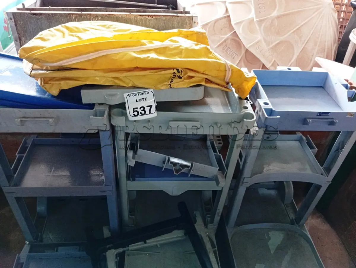 LOTE 537 - 03 CARRINHOS P/ LIMPEZA INCOMPLETOS. (NO ESTADO) ATENÇÃO! FAZER A VISITAÇÃO ANTES DE ARREMATAR, NÃO SABEMOS SE FUNCIONA. LEILÃO NÃO TEM GARANTIA E NEM DEVOLUÇÃO, SUJEITO A POSSÍVEIS AVARIAS VISÍVEIS/OCULTAS E/OU AUSÊNCIA DE COMPONENTES.