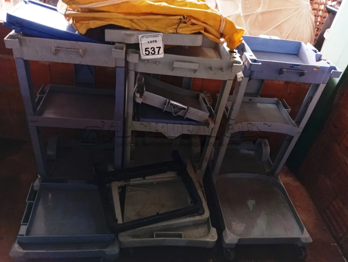LOTE 537 - 03 CARRINHOS P/ LIMPEZA INCOMPLETOS. (NO ESTADO) ATENÇÃO! FAZER A VISITAÇÃO ANTES DE ARREMATAR, NÃO SABEMOS SE FUNCIONA. LEILÃO NÃO TEM GARANTIA E NEM DEVOLUÇÃO, SUJEITO A POSSÍVEIS AVARIAS VISÍVEIS/OCULTAS E/OU AUSÊNCIA DE COMPONENTES.