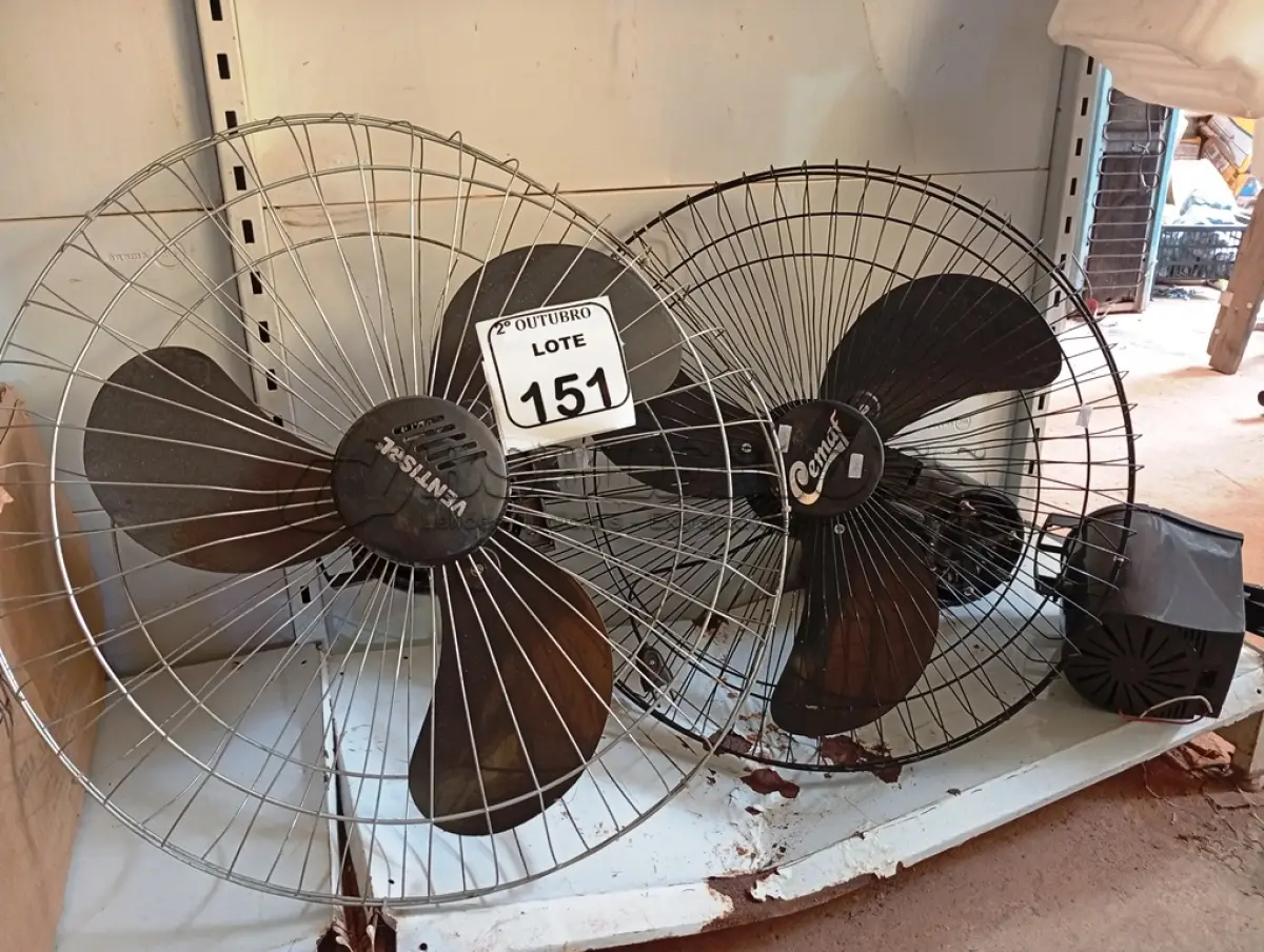 LOTE 151 - 02 VENTILADORES DE PAREDE MARCA VENTISOL E CEMAF E 02 MOTORES DE VENTILADORES AVULSOS. (NO ESTADO) ATENÇÃO! FAZER A VISITAÇÃO ANTES DE ARREMATAR, NÃO SABEMOS SE FUNCIONA. LEILÃO NÃO TEM GARANTIA E NEM DEVOLUÇÃO, SUJEITO A POSSÍVEIS AVARIAS VISÍVEIS/OCULTAS E/OU AUSÊNCIA DE COMPONENTES.