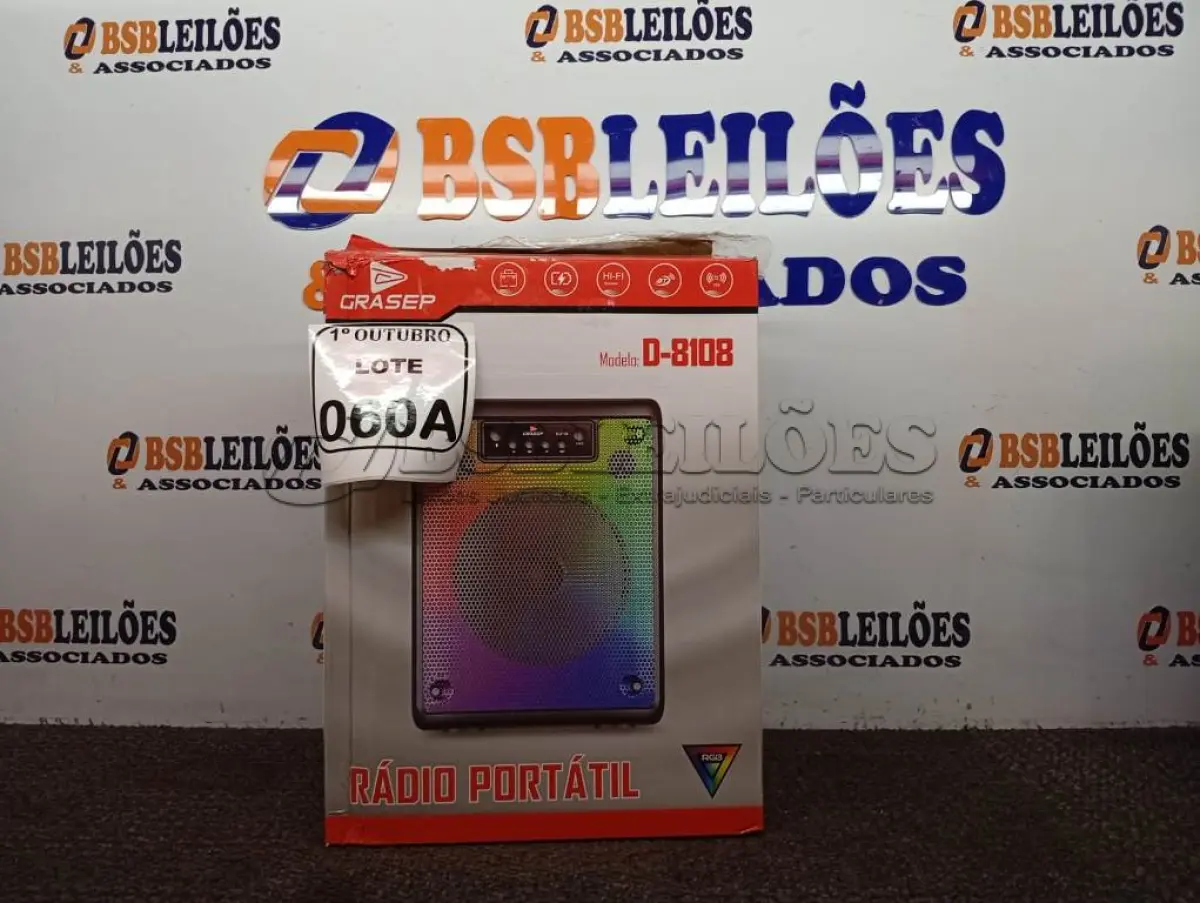 LOTE 060 - 01 SOM BLUETOOTH GRASEP MODELO D-8108(NOVO). (NO ESTADO) ATENÇÃO! FAZER A VISITAÇÃO ANTES DE ARREMATAR, NÃO SABEMOS SE FUNCIONA. LEILÃO NÃO TEM GARANTIA E NEM DEVOLUÇÃO, SUJEITO A POSSÍVEIS AVARIAS VISÍVEIS/OCULTAS E/OU AUSÊNCIA DE COMPONENTES.