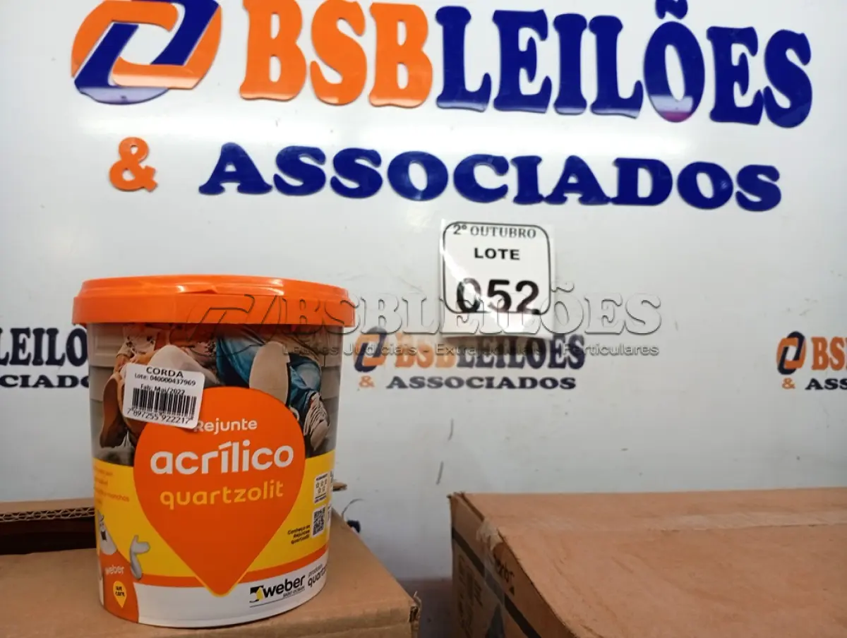 LOTE 052 - 12 REJUNTES ACRÍLICO 1KG CADA. (NO ESTADO) ATENÇÃO! FAZER A VISITAÇÃO ANTES DE ARREMATAR, NÃO SABEMOS SE FUNCIONA. LEILÃO NÃO TEM GARANTIA E NEM DEVOLUÇÃO, SUJEITO A POSSÍVEIS AVARIAS VISÍVEIS/OCULTAS E/OU AUSÊNCIA DE COMPONENTES.