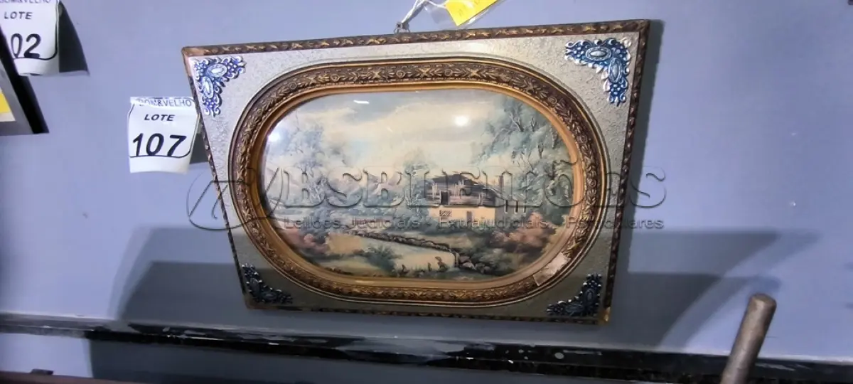 LOTE 107 - 01 PAISAGEM COM VIDRO BOMBE. (NO ESTADO)