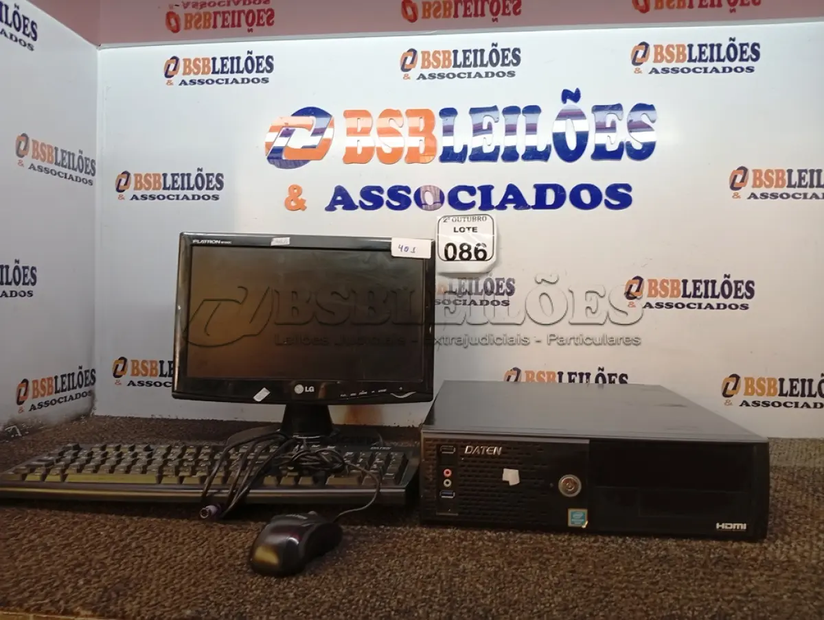LOTE 086 - 01 MONITOR, 01 CPU E 01 TECLADO. (NO ESTADO) ATENÇÃO! FAZER A VISITAÇÃO ANTES DE ARREMATAR, NÃO SABEMOS SE FUNCIONA. LEILÃO NÃO TEM GARANTIA E NEM DEVOLUÇÃO, SUJEITO A POSSÍVEIS AVARIAS VISÍVEIS/OCULTAS E/OU AUSÊNCIA DE COMPONENTES.