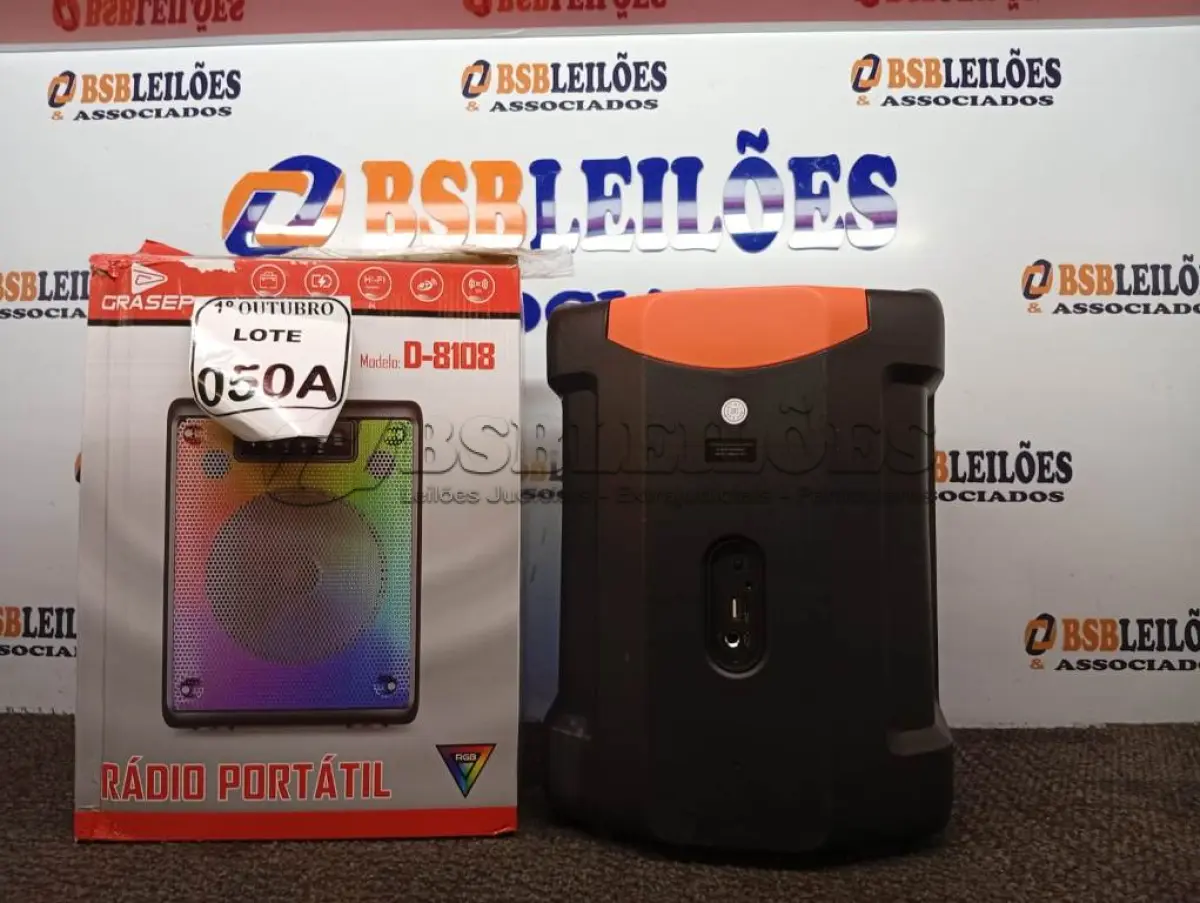 LOTE 050 - 01 SOM BLUETOOTH GRASEP MODELO D-8108(NOVO). (NO ESTADO) ATENÇÃO! FAZER A VISITAÇÃO ANTES DE ARREMATAR, NÃO SABEMOS SE FUNCIONA. LEILÃO NÃO TEM GARANTIA E NEM DEVOLUÇÃO, SUJEITO A POSSÍVEIS AVARIAS VISÍVEIS/OCULTAS E/OU AUSÊNCIA DE COMPONENTES.