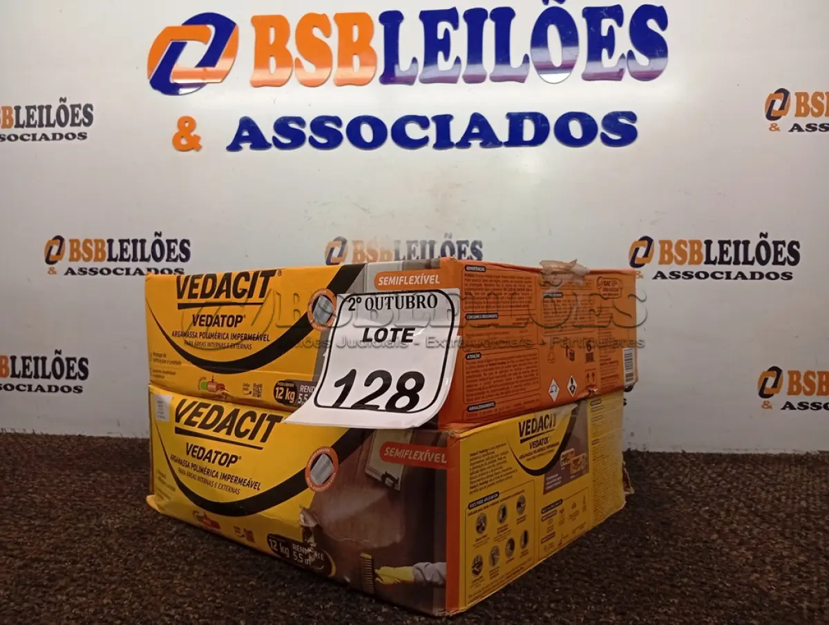 LOTE 128 - 02 CAIXAS DE VEDACIT ARGAMASSA POLIMÉRICA IMPERMEÁVEL. (NO ESTADO) ATENÇÃO! FAZER A VISITAÇÃO ANTES DE ARREMATAR, NÃO SABEMOS SE FUNCIONA. LEILÃO NÃO TEM GARANTIA E NEM DEVOLUÇÃO, SUJEITO A POSSÍVEIS AVARIAS VISÍVEIS/OCULTAS E/OU AUSÊNCIA DE COMPONENTES.