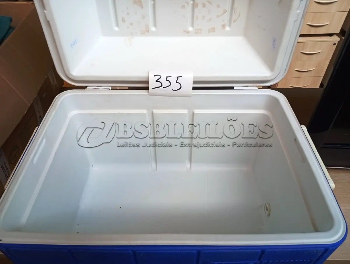 LOTE 355 - 01 COOLER E 01 LIXEIRA. (NO ESTADO) ATENÇÃO! FAZER A VISITAÇÃO ANTES DE ARREMATAR, NÃO SABEMOS SE FUNCIONA. LEILÃO NÃO TEM GARANTIA E NEM DEVOLUÇÃO, SUJEITO A POSSÍVEIS AVARIAS VISÍVEIS/OCULTAS E/OU AUSÊNCIA DE COMPONENTES.
