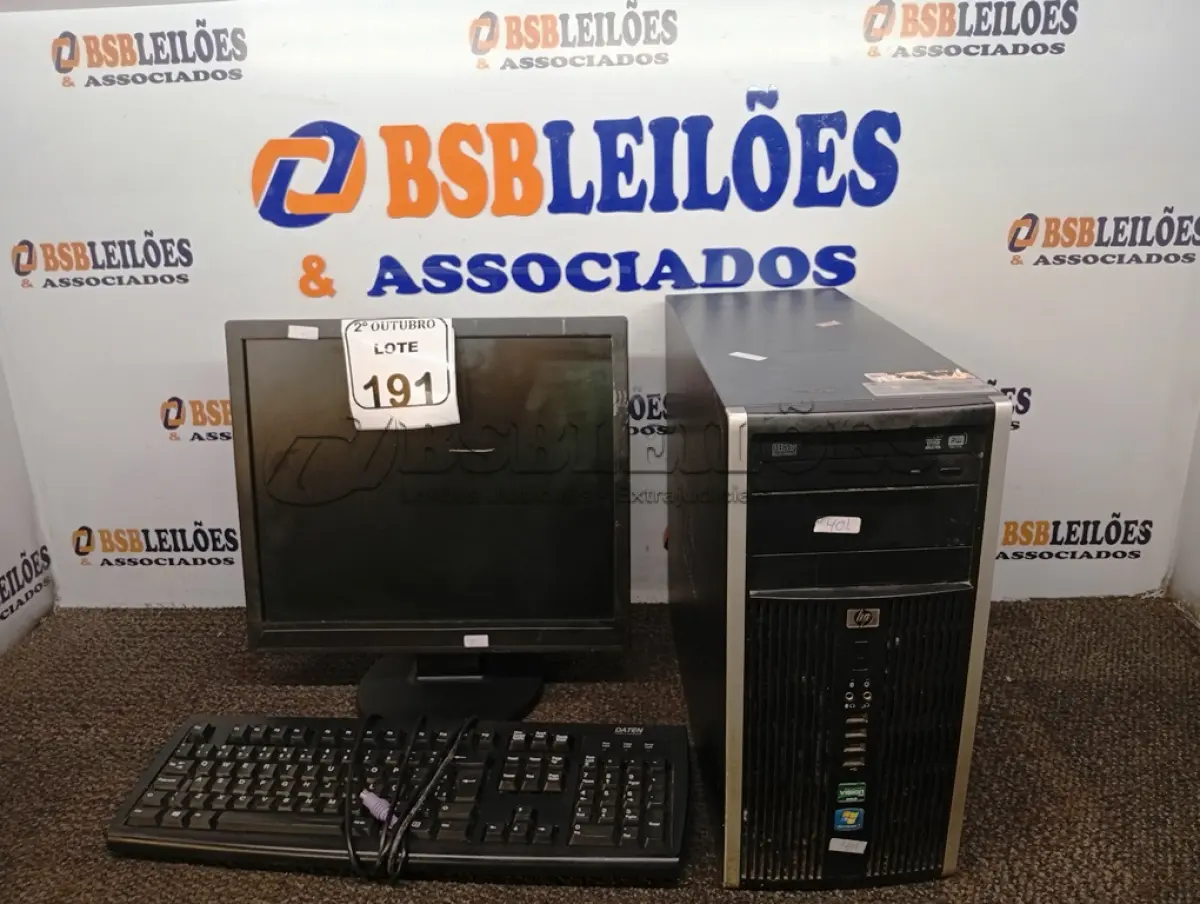 LOTE 191 - 01 CPU COM TECLADO E 01 MONITOR. (NO ESTADO) ATENÇÃO! FAZER A VISITAÇÃO ANTES DE ARREMATAR, NÃO SABEMOS SE FUNCIONA. LEILÃO NÃO TEM GARANTIA E NEM DEVOLUÇÃO, SUJEITO A POSSÍVEIS AVARIAS VISÍVEIS/OCULTAS E/OU AUSÊNCIA DE COMPONENTES.