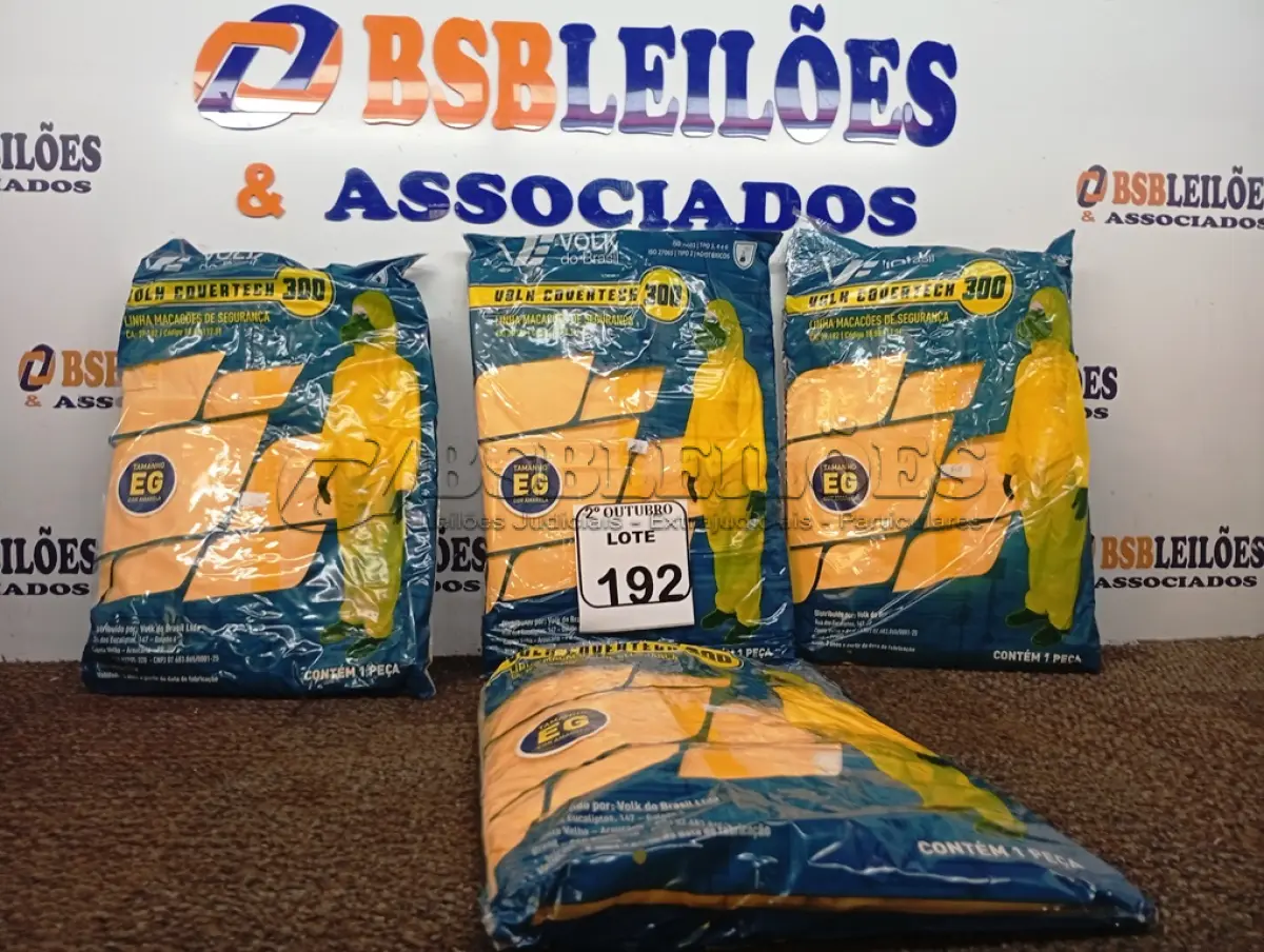 LOTE 192 - 05 MACACÕES DE SEGURANÇAS TAMANHO EXTRA G. (NO ESTADO) ATENÇÃO! FAZER A VISITAÇÃO ANTES DE ARREMATAR, NÃO SABEMOS SE FUNCIONA. LEILÃO NÃO TEM GARANTIA E NEM DEVOLUÇÃO, SUJEITO A POSSÍVEIS AVARIAS VISÍVEIS/OCULTAS E/OU AUSÊNCIA DE COMPONENTES.