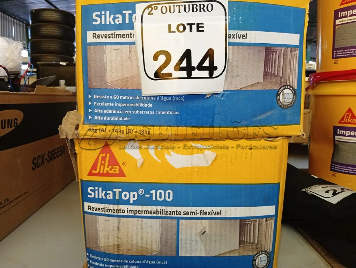 LOTE 244 - 02 CAIXAS DE SIKATOP-100. (NO ESTADO) ATENÇÃO! FAZER A VISITAÇÃO ANTES DE ARREMATAR, NÃO SABEMOS SE FUNCIONA. LEILÃO NÃO TEM GARANTIA E NEM DEVOLUÇÃO, SUJEITO A POSSÍVEIS AVARIAS VISÍVEIS/OCULTAS E/OU AUSÊNCIA DE COMPONENTES.