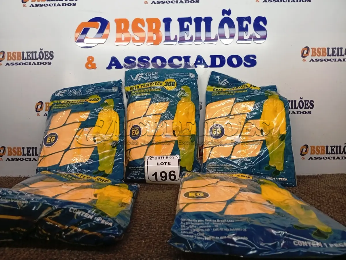 LOTE 196 - 05 MACACÕES DE SEGURANÇAS TAMANHO EXTRA G. (NO ESTADO) ATENÇÃO! FAZER A VISITAÇÃO ANTES DE ARREMATAR, NÃO SABEMOS SE FUNCIONA. LEILÃO NÃO TEM GARANTIA E NEM DEVOLUÇÃO, SUJEITO A POSSÍVEIS AVARIAS VISÍVEIS/OCULTAS E/OU AUSÊNCIA DE COMPONENTES.