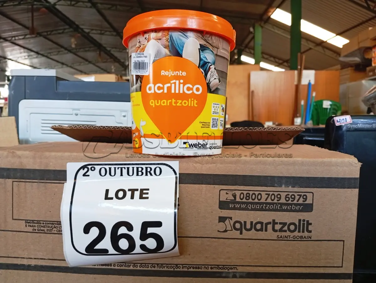 LOTE 265 - 12 REJUNTES ACRÍLICO 1KG CADA. (NO ESTADO) ATENÇÃO! FAZER A VISITAÇÃO ANTES DE ARREMATAR, NÃO SABEMOS SE FUNCIONA. LEILÃO NÃO TEM GARANTIA E NEM DEVOLUÇÃO, SUJEITO A POSSÍVEIS AVARIAS VISÍVEIS/OCULTAS E/OU AUSÊNCIA DE COMPONENTES.