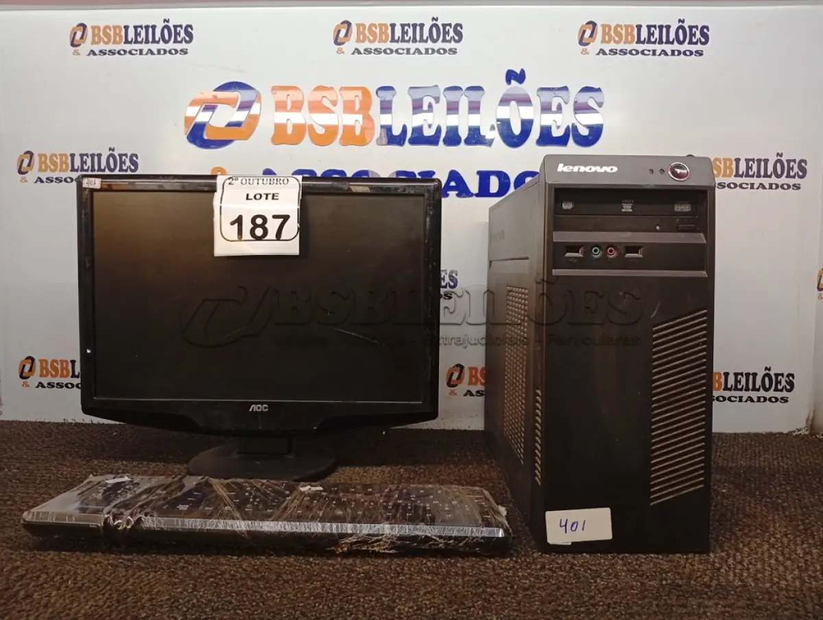 LOTE 187 - 01 CPU COM TECLADO E 01 MONITOR. (NO ESTADO) ATENÇÃO! FAZER A VISITAÇÃO ANTES DE ARREMATAR, NÃO SABEMOS SE FUNCIONA. LEILÃO NÃO TEM GARANTIA E NEM DEVOLUÇÃO, SUJEITO A POSSÍVEIS AVARIAS VISÍVEIS/OCULTAS E/OU AUSÊNCIA DE COMPONENTES.