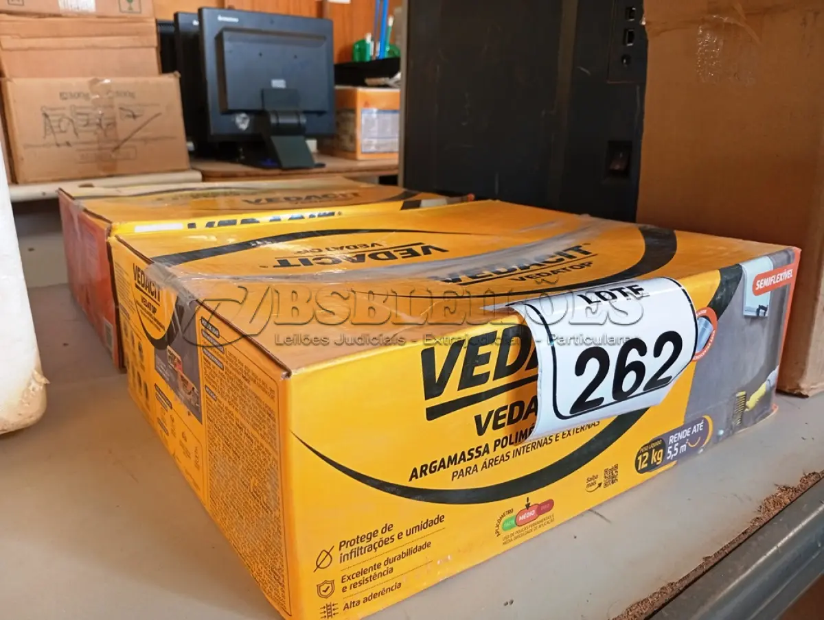 LOTE 262 - 02 CAIXAS DE VEDACIT ARGAMASSA POLIMÉRICA IMPERMEÁVEL. (NO ESTADO) ATENÇÃO! FAZER A VISITAÇÃO ANTES DE ARREMATAR, NÃO SABEMOS SE FUNCIONA. LEILÃO NÃO TEM GARANTIA E NEM DEVOLUÇÃO, SUJEITO A POSSÍVEIS AVARIAS VISÍVEIS/OCULTAS E/OU AUSÊNCIA DE COMPONENTES.