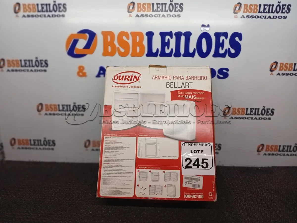 LOTE 245 - 01 ARMÁRIO P/BANHEIRO MARCA DURIN C/ESPELHO. (NO ESTADO) ATENÇÃO! FAZER A VISITAÇÃO ANTES DE ARREMATAR, NÃO SABEMOS SE FUNCIONA. LEILÃO NÃO TEM GARANTIA E NEM DEVOLUÇÃO, SUJEITO A POSSÍVEIS AVARIAS VISÍVEIS/OCULTAS E/OU AUSÊNCIA DE COMPONENTES.
