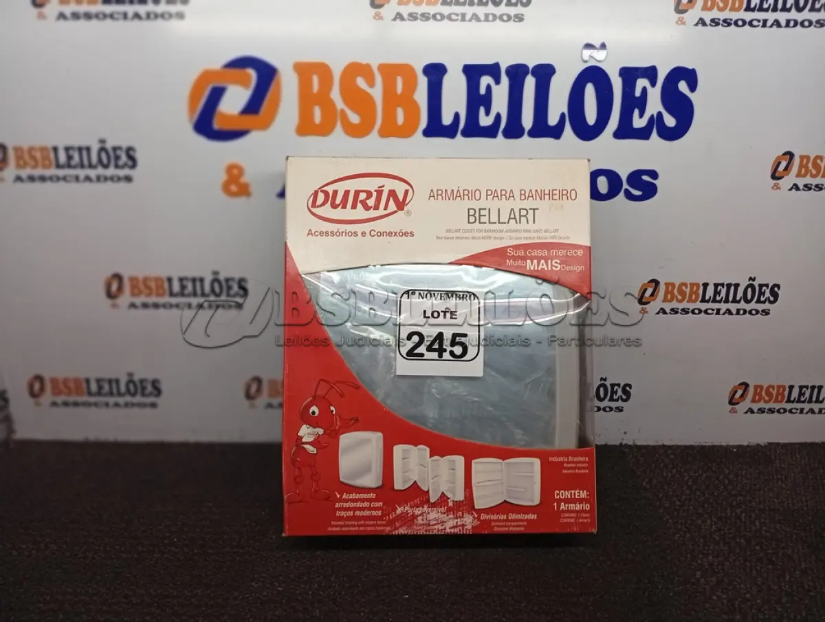 LOTE 245 - 01 ARMÁRIO P/BANHEIRO MARCA DURIN C/ESPELHO. (NO ESTADO) ATENÇÃO! FAZER A VISITAÇÃO ANTES DE ARREMATAR, NÃO SABEMOS SE FUNCIONA. LEILÃO NÃO TEM GARANTIA E NEM DEVOLUÇÃO, SUJEITO A POSSÍVEIS AVARIAS VISÍVEIS/OCULTAS E/OU AUSÊNCIA DE COMPONENTES.