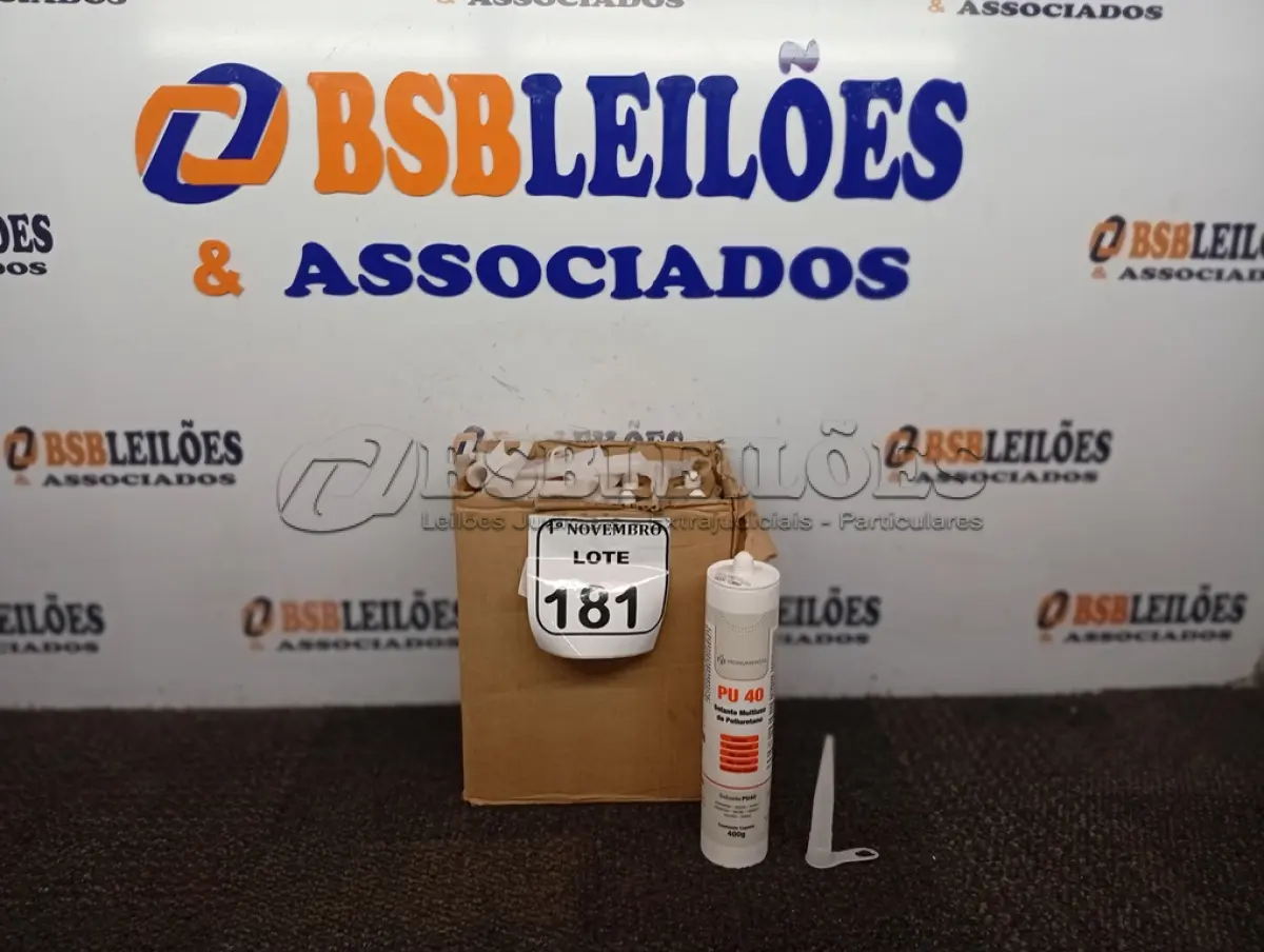 LOTE 181 - 12 SELANTES PU-40 MULTIUSO DE POLIURETANO. (NO ESTADO) ATENÇÃO! FAZER A VISITAÇÃO ANTES DE ARREMATAR, NÃO SABEMOS SE FUNCIONA. LEILÃO NÃO TEM GARANTIA E NEM DEVOLUÇÃO, SUJEITO A POSSÍVEIS AVARIAS VISÍVEIS/OCULTAS E/OU AUSÊNCIA DE COMPONENTES.
