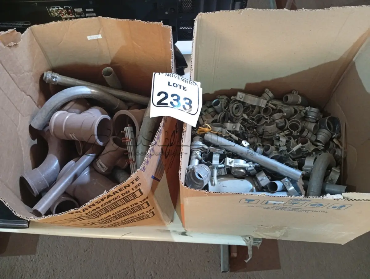 LOTE 233 - 01 LOTE C/GRANDE QUANTIDADE DE MATERIAIS HIDRÁULICOS E ELÉTRICOS. (NO ESTADO) ATENÇÃO! FAZER A VISITAÇÃO ANTES DE ARREMATAR, NÃO SABEMOS SE FUNCIONA. LEILÃO NÃO TEM GARANTIA E NEM DEVOLUÇÃO, SUJEITO A POSSÍVEIS AVARIAS VISÍVEIS/OCULTAS E/OU AUSÊNCIA DE COMPONENTES.