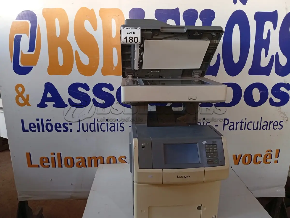 LOTE 180 - 01 IMPRESSORA MULTIFUNCIONAL LEXMARK X748TE COM AVARIAS. (NO ESTADO) ATENÇÃO! FAZER A VISITAÇÃO ANTES DE ARREMATAR, NÃO SABEMOS SE FUNCIONA. LEILÃO NÃO TEM GARANTIA E NEM DEVOLUÇÃO, SUJEITO A POSSÍVEIS AVARIAS VISÍVEIS/OCULTAS E/OU AUSÊNCIA DE COMPONENTES.
