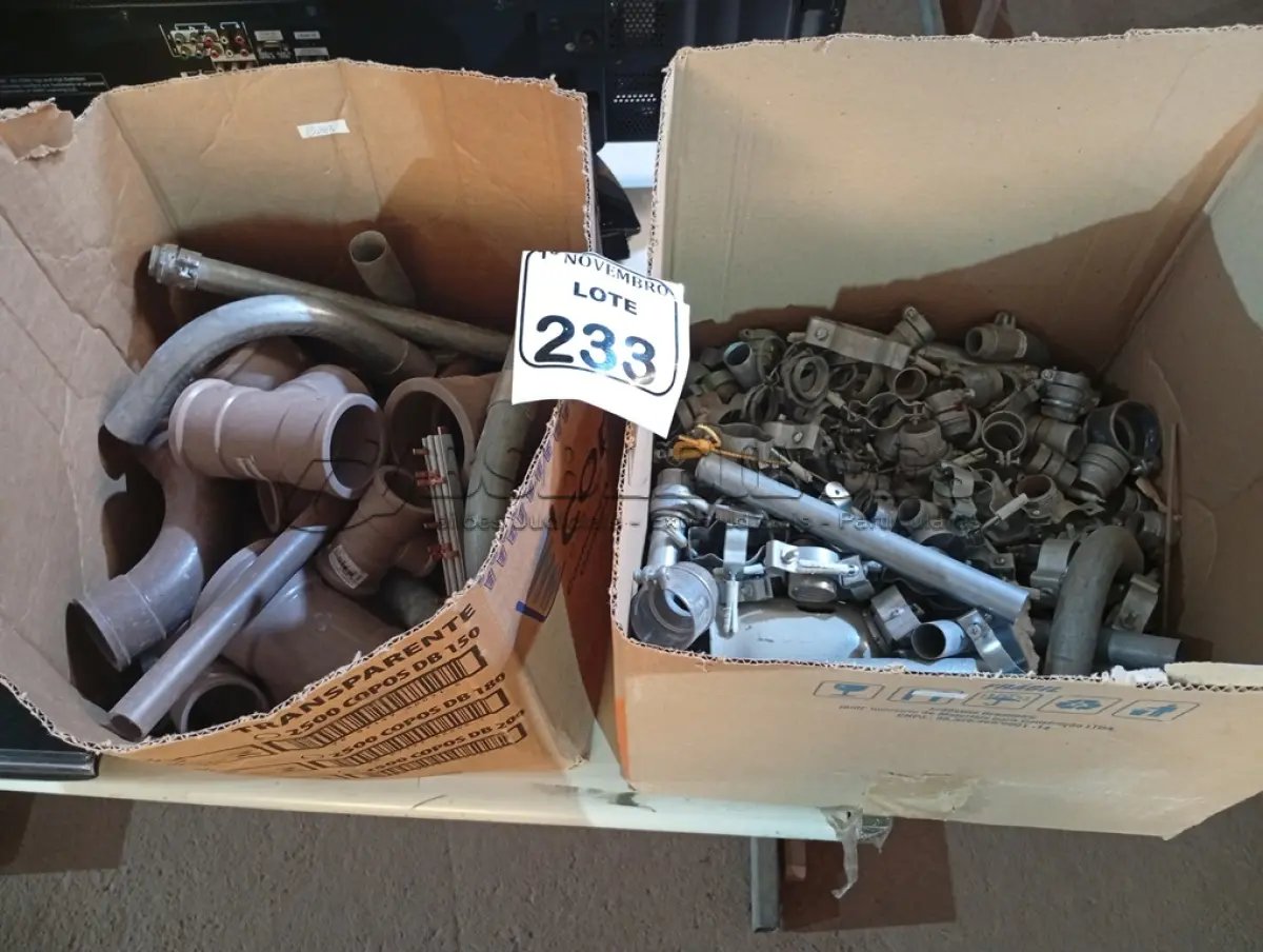 LOTE 233 - 01 LOTE C/GRANDE QUANTIDADE DE MATERIAIS HIDRÁULICOS E ELÉTRICOS. (NO ESTADO) ATENÇÃO! FAZER A VISITAÇÃO ANTES DE ARREMATAR, NÃO SABEMOS SE FUNCIONA. LEILÃO NÃO TEM GARANTIA E NEM DEVOLUÇÃO, SUJEITO A POSSÍVEIS AVARIAS VISÍVEIS/OCULTAS E/OU AUSÊNCIA DE COMPONENTES.