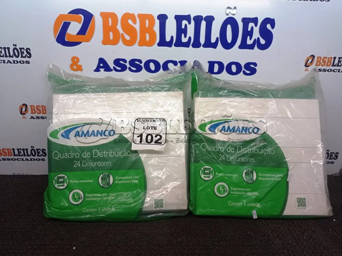 LOTE 102 - 02 QUADROS DE DISTRIBUIÇÃO, MARCA P/24 DISJUNTORES. (NO ESTADO) ATENÇÃO! FAZER A VISITAÇÃO ANTES DE ARREMATAR, NÃO SABEMOS SE FUNCIONA. LEILÃO NÃO TEM GARANTIA E NEM DEVOLUÇÃO, SUJEITO A POSSÍVEIS AVARIAS VISÍVEIS/OCULTAS E/OU AUSÊNCIA DE COMPONENTES.