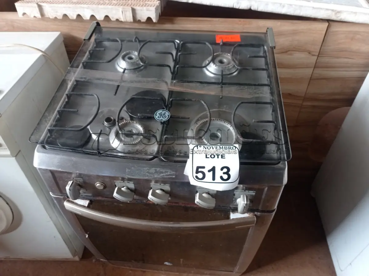 LOTE 513 - 01 FOGÃO GENERAL ELETRIC 04 BOCAS. (NO ESTADO) ATENÇÃO! FAZER A VISITAÇÃO ANTES DE ARREMATAR, NÃO SABEMOS SE FUNCIONA. LEILÃO NÃO TEM GARANTIA E NEM DEVOLUÇÃO, SUJEITO A POSSÍVEIS AVARIAS VISÍVEIS/OCULTAS E/OU AUSÊNCIA DE COMPONENTES.