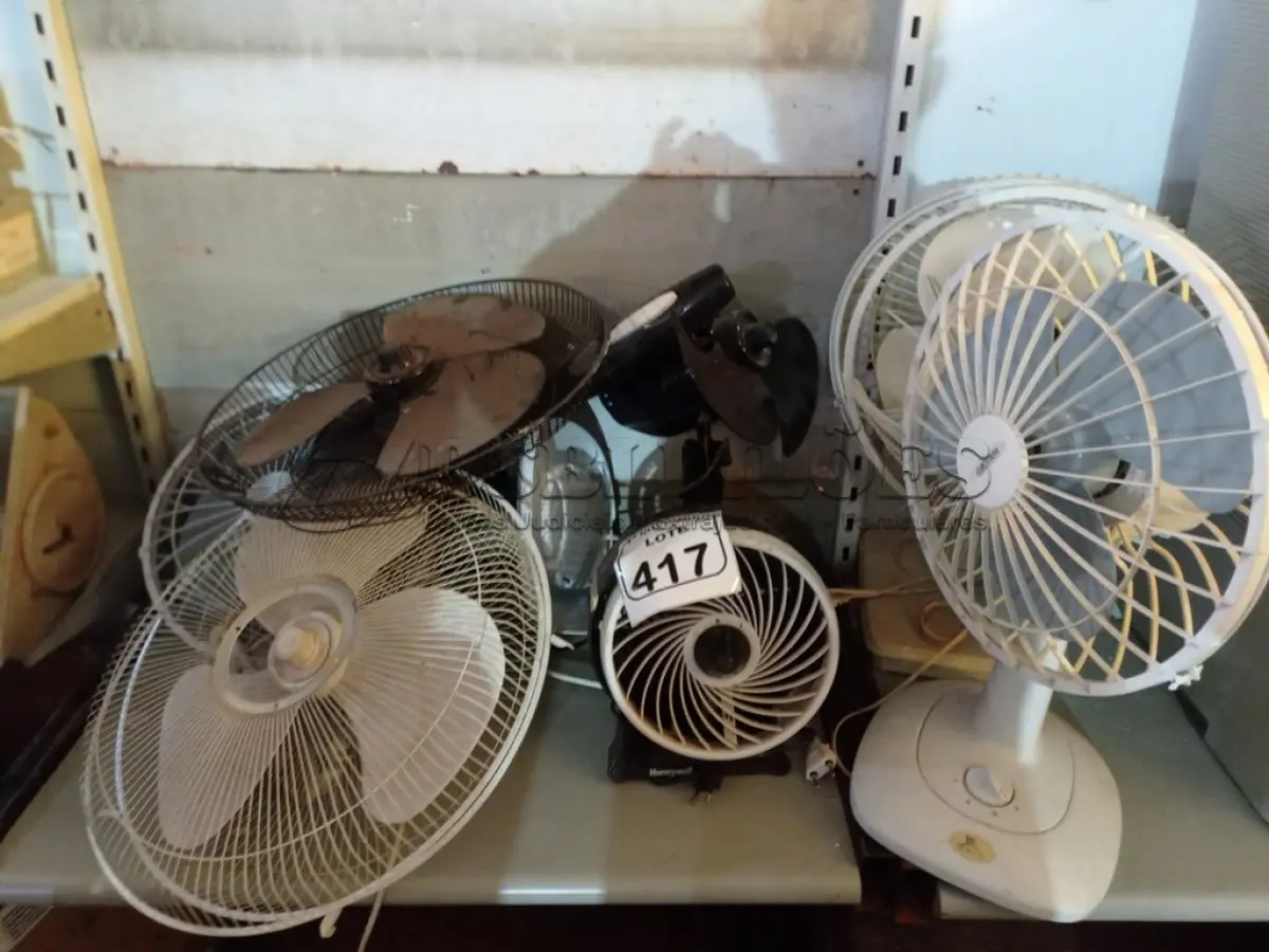 LOTE 417 - 01 LOTE COM DIVERSOS VENTILADORES MARCAS E MODELOS DIVERSOS. (NO ESTADO) ATENÇÃO! FAZER A VISITAÇÃO ANTES DE ARREMATAR, NÃO SABEMOS SE FUNCIONA. LEILÃO NÃO TEM GARANTIA E NEM DEVOLUÇÃO, SUJEITO A POSSÍVEIS AVARIAS VISÍVEIS/OCULTAS E/OU AUSÊNCIA DE COMPONENTES.