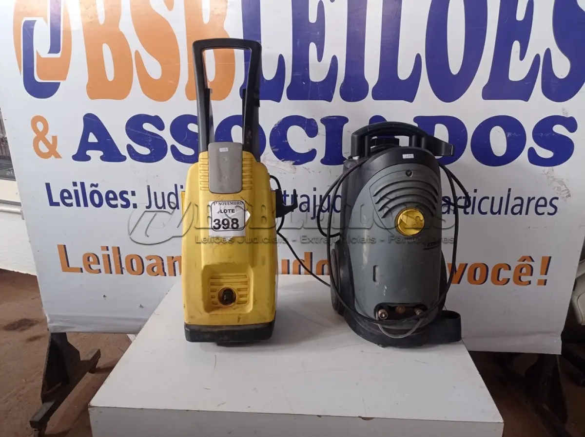 LOTE 398 - 02 LAVADORAS DE ALTA PRESSÃO MARCAS E MODELOS DIVERSOS P/RETIRADA DE PEÇAS. (NO ESTADO) ATENÇÃO! FAZER A VISITAÇÃO ANTES DE ARREMATAR, NÃO SABEMOS SE FUNCIONA. LEILÃO NÃO TEM GARANTIA E NEM DEVOLUÇÃO, SUJEITO A POSSÍVEIS AVARIAS VISÍVEIS/OCULTAS E/OU AUSÊNCIA DE COMPONENTES.