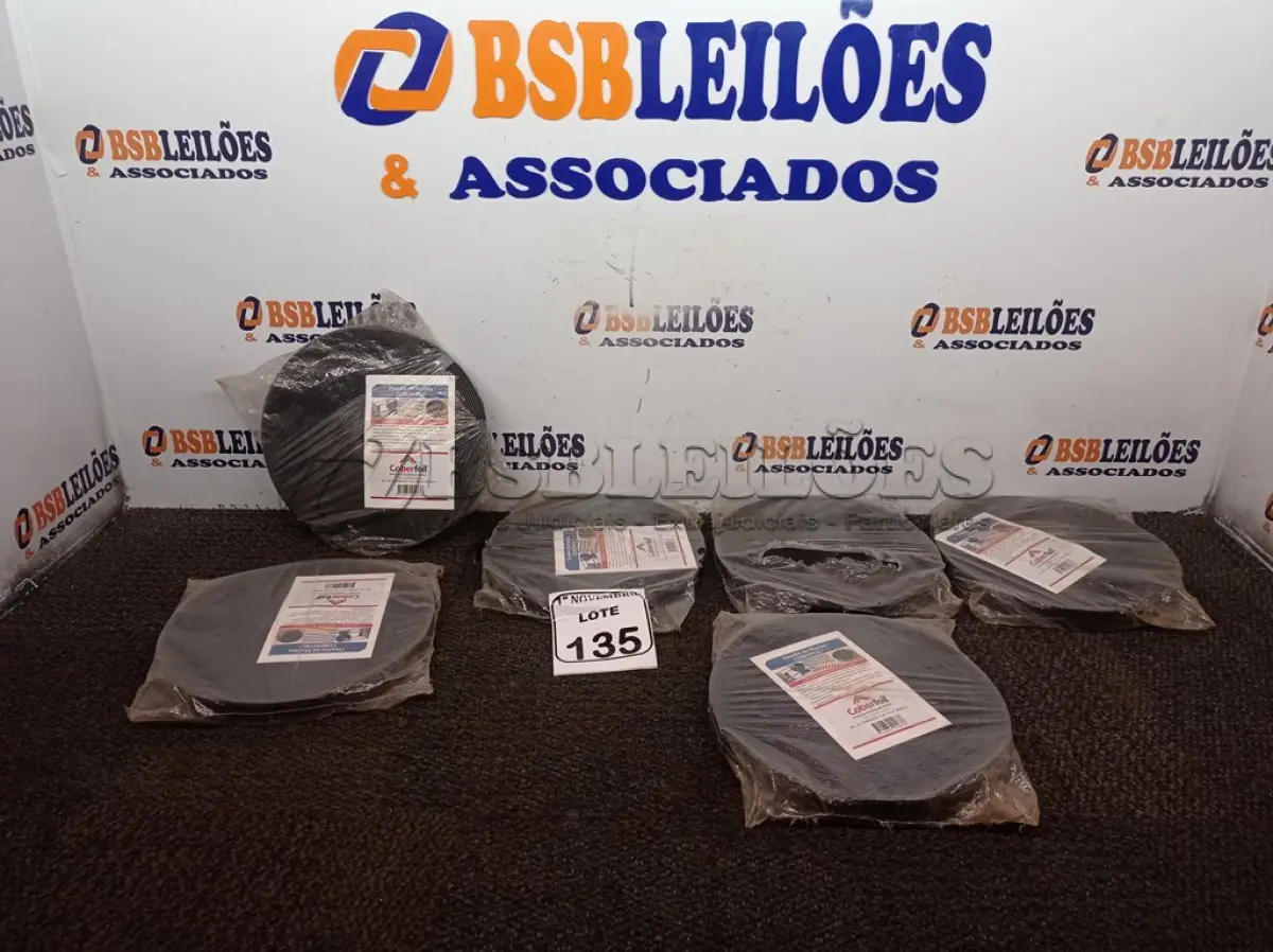 LOTE 135 - 06 ROLOS FIXADOR DE MANTA TERMICA P/ TELHADO 20M COBERFOIL. NO ESTADO) ATENÇÃO! FAZER A VISITAÇÃO ANTES DE ARREMATAR, NÃO SABEMOS SE FUNCIONA. LEILÃO NÃO TEM GARANTIA E NEM DEVOLUÇÃO, SUJEITO A POSSÍVEIS AVARIAS VISÍVEIS/OCULTAS E/OU AUSÊNCIA DE COMPONENTES.