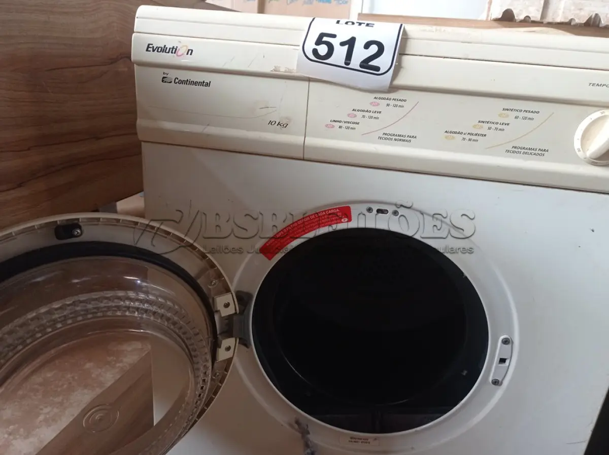 LOTE 512 - 01 MÁQUINA DE LAVAR ROUPAS 10KG EVOLUTION. (NO ESTADO) ATENÇÃO! FAZER A VISITAÇÃO ANTES DE ARREMATAR, NÃO SABEMOS SE FUNCIONA. LEILÃO NÃO TEM GARANTIA E NEM DEVOLUÇÃO, SUJEITO A POSSÍVEIS AVARIAS VISÍVEIS/OCULTAS E/OU AUSÊNCIA DE COMPONENTES.