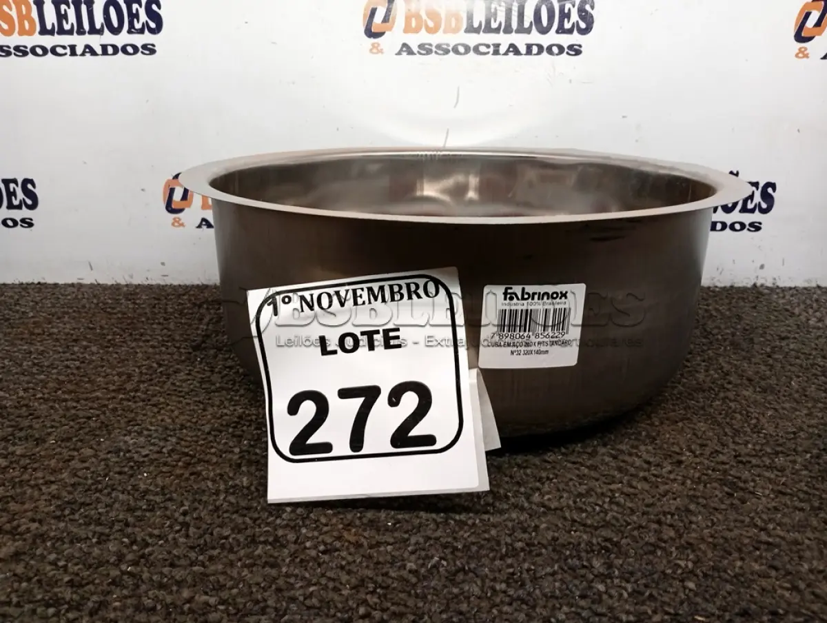 LOTE 272 - 01 CUBA EM INOX N°32 AÇO 430 32X14 MARCA FABRINOX.(NOVA) (NO ESTADO) ATENÇÃO! FAZER A VISITAÇÃO ANTES DE ARREMATAR, NÃO SABEMOS SE FUNCIONA. LEILÃO NÃO TEM GARANTIA E NEM DEVOLUÇÃO, SUJEITO A POSSÍVEIS AVARIAS VISÍVEIS/OCULTAS E/OU AUSÊNCIA DE COMPONENTES.