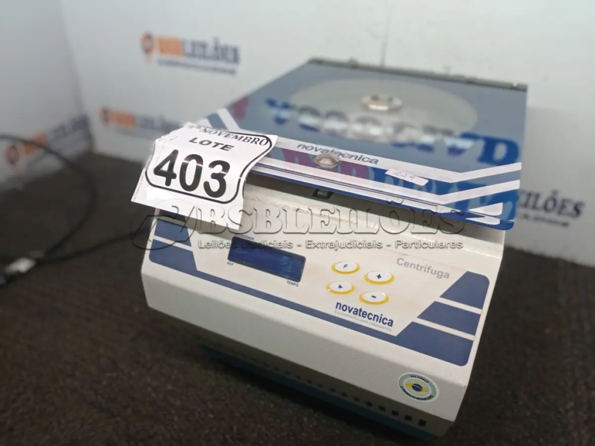 LOTE 403 - 01 CENTRIFUGA MARCA NOVA TÉCNICA MODELO NT800. (NO ESTADO) ATENÇÃO! FAZER A VISITAÇÃO ANTES DE ARREMATAR, NÃO SABEMOS SE FUNCIONA. LEILÃO NÃO TEM GARANTIA E NEM DEVOLUÇÃO, SUJEITO A POSSÍVEIS AVARIAS VISÍVEIS/OCULTAS E/OU AUSÊNCIA DE COMPONENTES.