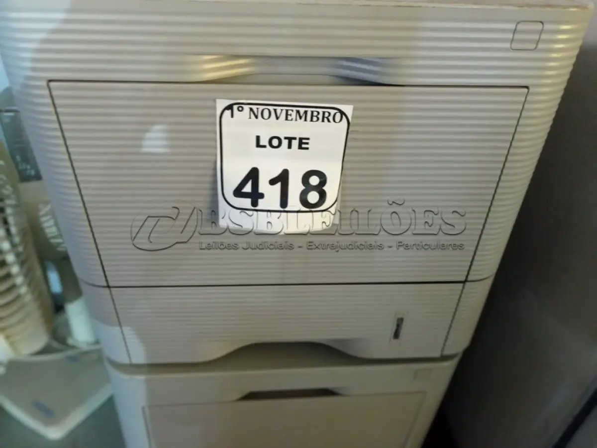 LOTE 418 - 02 IMPRESSORAS MARCA SAMSUNG MODELO ME4510. (NO ESTADO) ATENÇÃO! FAZER A VISITAÇÃO ANTES DE ARREMATAR, NÃO SABEMOS SE FUNCIONA. LEILÃO NÃO TEM GARANTIA E NEM DEVOLUÇÃO, SUJEITO A POSSÍVEIS AVARIAS VISÍVEIS/OCULTAS E/OU AUSÊNCIA DE COMPONENTES.