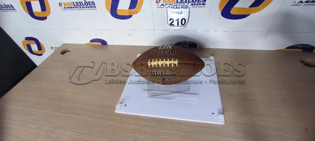 LOTE 210 - 01 BOLA PARA FUTEBOL AMERICANO PARA DECORAÇÃO. (NO ESTADO) ATENÇÃO! FAZER A VISITAÇÃO ANTES DE ARREMATAR, NÃO SABEMOS SE FUNCIONA. LEILÃO NÃO TEM GARANTIA E NEM DEVOLUÇÃO, SUJEITO A POSSÍVEIS AVARIAS VISÍVEIS/OCULTAS E/OU AUSÊNCIA DE COMPONENTES.