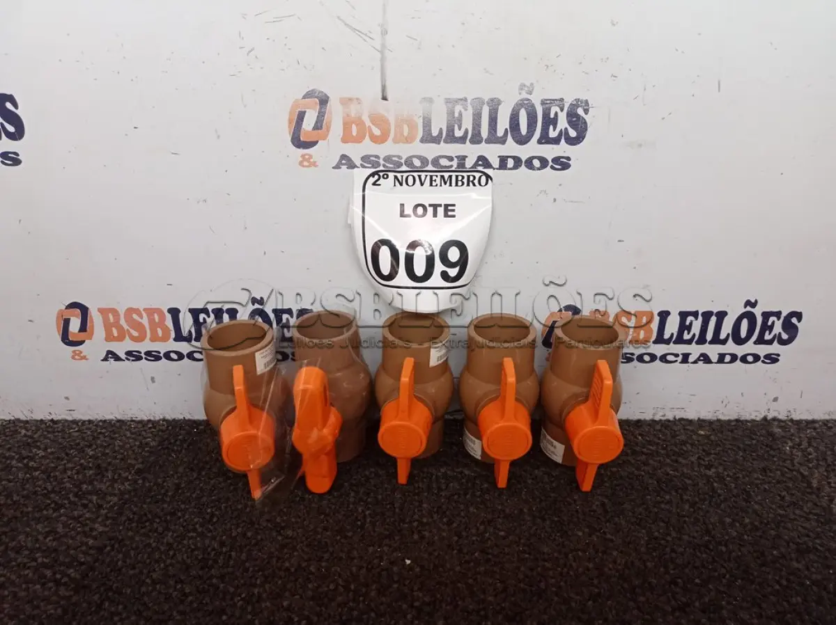 LOTE 009 - 05 REGISTROS ESFERAS DE PVC 40MM(NOVO). (NO ESTADO) ATENÇÃO! FAZER A VISITAÇÃO ANTES DE ARREMATAR, NÃO SABEMOS SE FUNCIONA. LEILÃO NÃO TEM GARANTIA E NEM DEVOLUÇÃO, SUJEITO A POSSÍVEIS AVARIAS VISÍVEIS/OCULTAS E/OU AUSÊNCIA DE COMPONENTES.